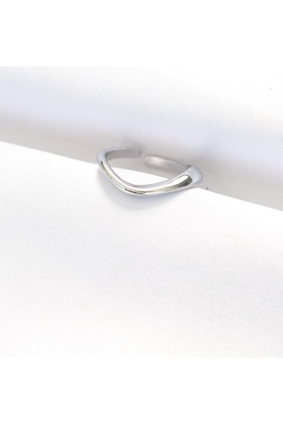 Yassı Silver Renk Ayarlanabilir Yüzük Gümüş