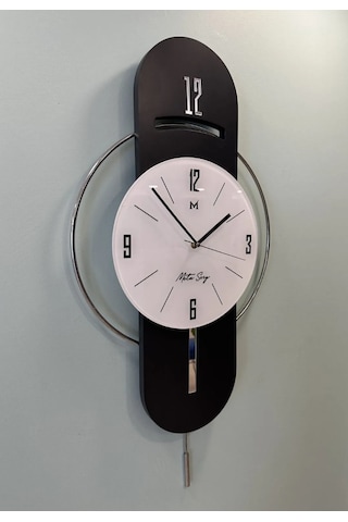 MetaQuartz Aksesuar Antrasit-gümüş Milano Time Modern Dekoratif Metal Duvar Saati Antrasit