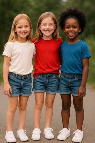 Çocuk Basic T-shirt Kız - Erkek Unisex %100 Pamuk 3'lü Süper Paket K-10