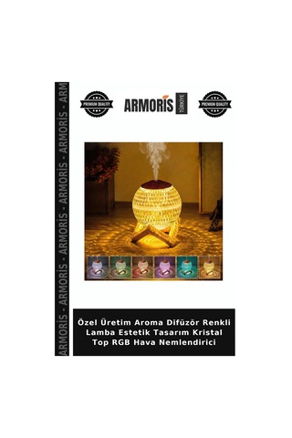 Özel Üretim Aroma Difüzör Renkli Lamba Estetik Tasarım Kristal Top Rgb Hava Nemlendirici