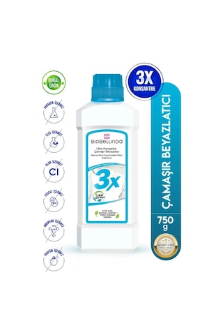 3x Ultra Konsantre Tül Perde & Çamaşırlar İçin Organik Beyazlatıcı 750 Gr