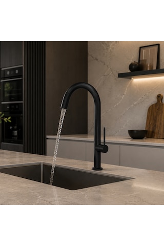 Newarc Bold Mat Siyah Mutfak Eviye Bataryası 910731b