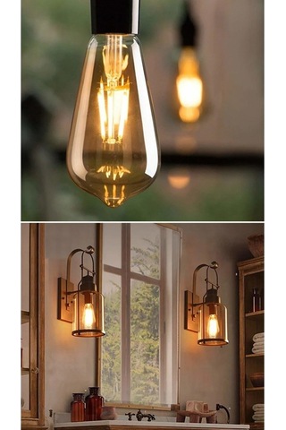 8w St64 Rustik Led Ampul Flemanlı Tasarruflu Vintage Amber Cam