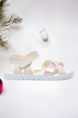 Çapraz Pudra Pembe Eflatun Kız Çocuk Sandalet 001