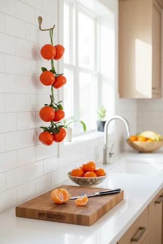 Yapay Mandalina Salkımı Süs 8 Mandalinalı Dekoratif Yapay Meyve Sebze Turuncu