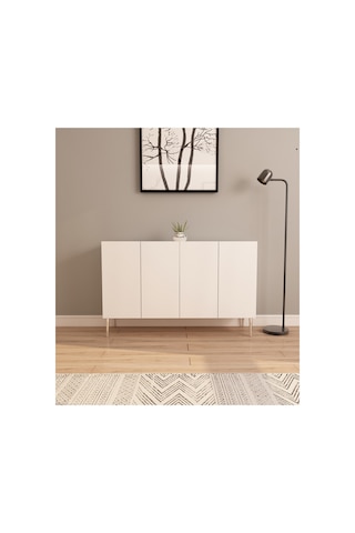 Serel 120 Cm Konsol, Tv Ünitesi, Çok Amaçlı Dolap - Beyaz-gümüş Beyaz-gümüş