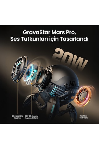Gravastar Mars Pro 20w Bluetooth Hoparlör, Taşınabilir Stereo Ses Bombası, Rgb Işıklı, 2 Adet, Siyah