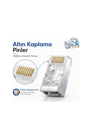 Primex Px-660m6 Cat6 Metal Rj45 Jack Utp Konnektör 100'lü Paket, Yeni Nesil Ağ Kablosu Ucu Ethernet