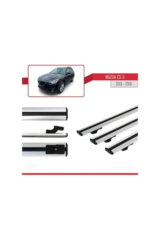 Mazda Cx-5 2013-2018 Arası İle Uyumlu Basic Model Ara Atkı Tavan Barı Gri 3 Adet