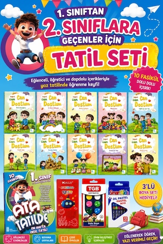 1. Sınıftan 2.sınıfa Geçenler İçin Ata Tatilde Fasikülü + Can Dostum Hikaye Seti