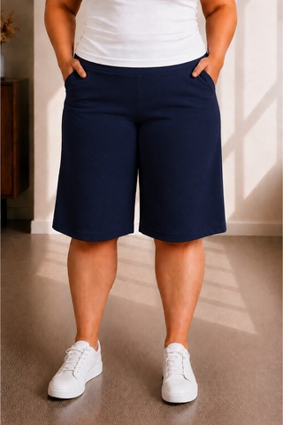 Sngl Tekstil Kadın Büyük Beden Kapri S M L Xl 2xl 3xl 4xl 5xl 6xl 7xl 8xl 9xl Lacivert