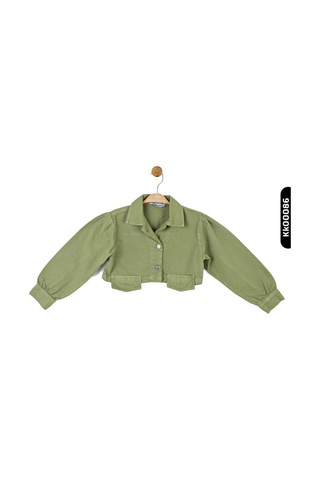 Nk Kids Xo Kids Düğmeli Polo Yakalı Sahte Çift Cepli Düz Renk Kız Çocuk Ceket 8-14 Yaş 36704 Yeşil