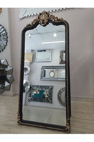 Ayna Denizi Princess Black Gold Model Siyah Altın Renk Dekoratif Ayaklı Boy Aynası Siyah - Altın