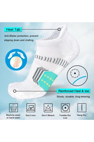 Tenfowee Kadınlar İçin Spor Çorapları - Konforlu, Nem Emici, Anti-panar, Arka Ve Parmak Bölgesi Güçlendirilmiş, Ağ Tel Doku İle Havalandırmalı, Sıkıştırmalı Arka Desteği Beyaz-yesil, Tek Beden Beyaz - Yeşil