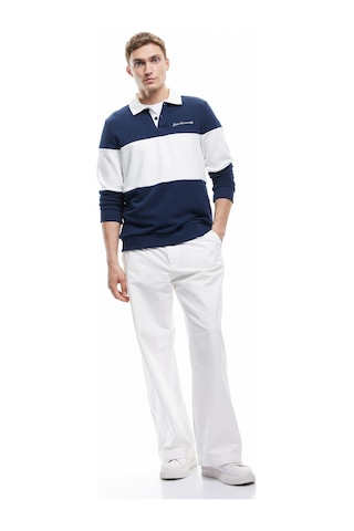 Koton Uzun Kollu Şardonlu Renk Bloklu Polo Yaka Lisanslı Yale Sweatshirt Lacivert 5sam70049mk Lacivert