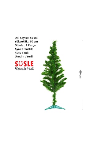60 Cm Yılbaşı Çam Ağacı - 55 Dallı Ve Plastik Ayaklı
