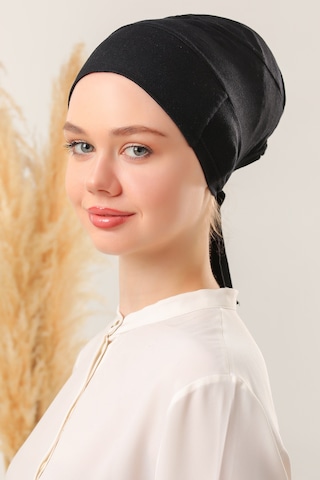 Melodi Scarf Tesettür Silikonlu Kaymaz Bone - Likralı Bağlamalı Bone - Sıkmayan Rahat Nefes Alan Kumaş Siyah
