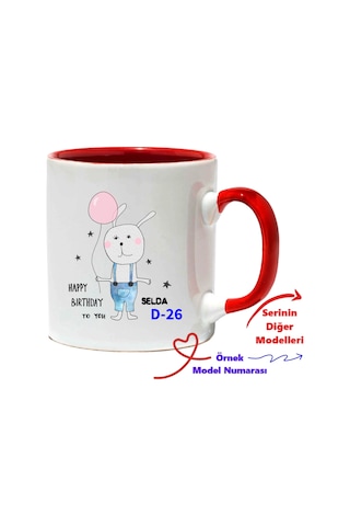 Kişiye Özel Kırmızı Kupa, Doğum Günü Kırmızı Kupa Bardak D Serisi