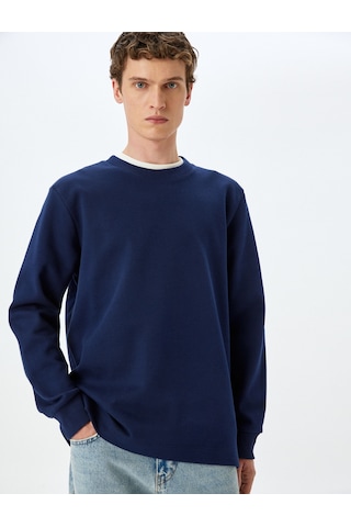 Koton Bisiklet Yaka Pamuklu Basic Sweatshirt Lacivert 5sam70008mk Lacivert