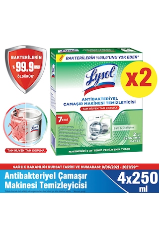 Lysol Antibakteriyel Çamaşır Makinesi Temizleyici Çam & Okaliptus Ferahlığı 4 x 250 ML
