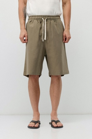 Vamos Basic Oversize Keten Şort Haki
