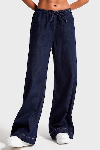 it's basic Kadın İndigo Renk 7w450 Rahat Kumaş Bol Kesim Denim