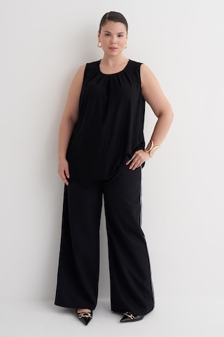 Pile Detaylı Örme Bluz-6238 Siyah