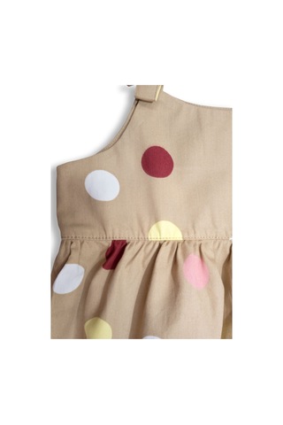 100% Pamuk Puantiyeli Askılı Yazlık Kız Bebek Tulum Kahverengi