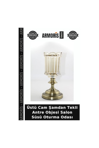 Üstü Cam Şamdan Tekli Antre Objesi Salon Süsü Oturma Odası Çok Renkli