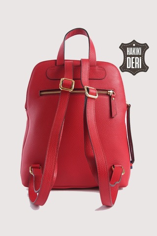 Hakiki Deri Kadın Sırt Çantası Kırmızı Smr9209 Kirmizi