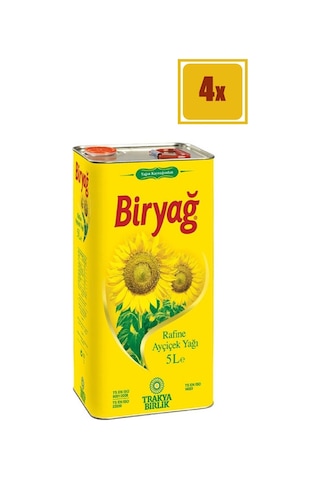 Biryağ Ayçiçek Yağı 5 Lt 4'lü Set