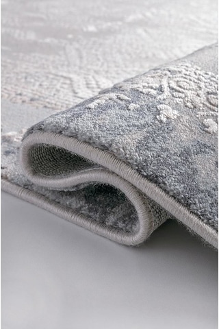 Bahariye Halı Ezgi Koleksiyonu 5665 Gri Mavi Saçaklı Halı 148x230 Gri