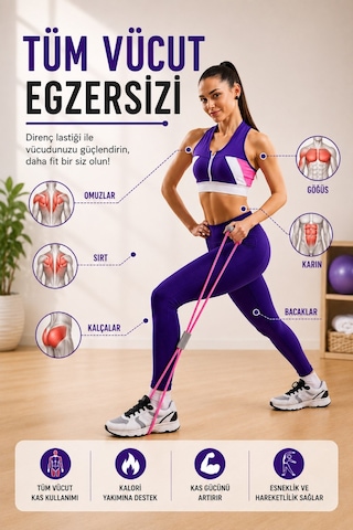 Orta Seviye 1 Adet Bacak Kalça Squat Fitness Egzersiz Direnç Lastik Pilates Bandı Plates Lastiği Çok Renkli