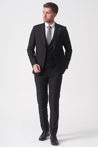 White Stone Campinas Ty2494 Slim Fit 6 Drop Düz Yelekli Takım Elbise Siyah Siyah