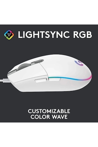 Logitech G203 Kablolu Gaming Mouse + Pad Beyaz Mouse Diğer