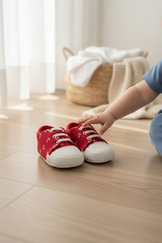 Balbeybi Bebek Deniz Çapalı Figürlü Spor Ayakkabı Kaydırmaz Taban İlk Adım Sneaker Ortopedik Hafif Günlük Kırmızı
