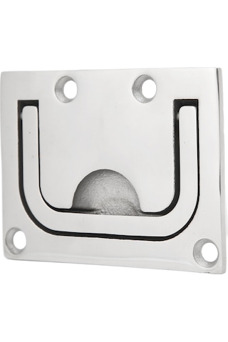 Tekne Güverte Kapakları Ve Dolapları İçin 76 Mm Gömme Çekme Kolu Kare 316 Paslanmaz Çelik Parlatma Kaldırma Halkası