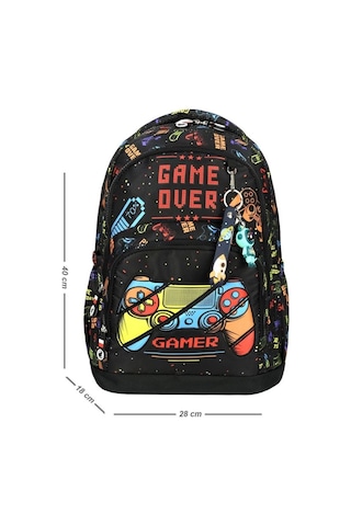 Goldline Avm Game Over Çocuk İlkokul Okul Çanta Beslenme Kalemlik Seti 117 Siyah