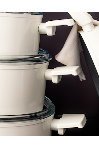 Madame Coco Nano Seramik 7 Parça Tencere Seti Antrasit - Beyaz