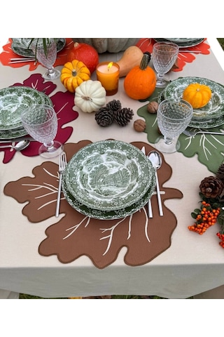 Yaprak Model 4 Kişilik Amerikan Servis Kahverengi