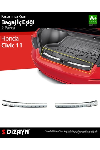 S-dizayn Honda Civic 11 Krom Bagaj İç Eşiği 2 Parça 2021 Üzeri