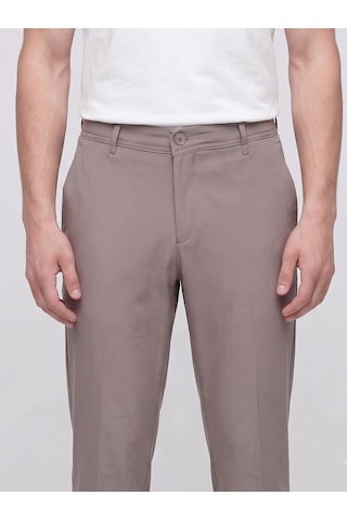 Plus Scorpion Erkek Yazlık Bağcıklı Kumaş Pantolon Slim Fit Rahat Kesim Günlük Pantolon Vizon