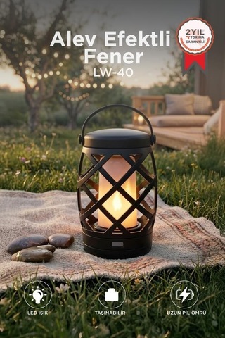 Özel Üretim Vintage Lamba Fener Nostaljik Retro Pilli Led Işıklı Gece Lambası Lw40 Siyah