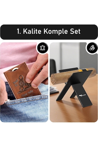 Valkyrie Premium Puro Aksesuar Seti Puro Makası V Kesim Delik Açıcı Puro Tutucu Kılıflı Komple Set