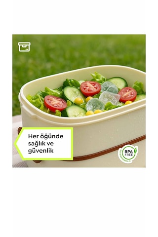 Superpup Lunch Box Beslenme Kutusu + Termos Çantalı Beslenme Yemek Saklama Taşıma Bej
