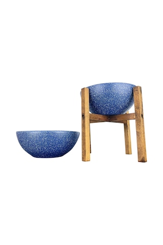 Bitki Tasarımı Ev Dekorasyon Lacivert Granit Aranjman Sunumluk Toprak Saksı Ayaksız Ve 4 Ayaklı İkili Set 20 Cm Çap