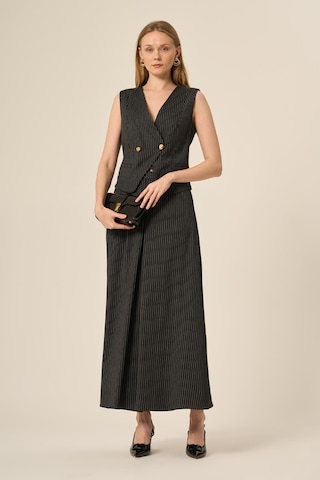 Ftz Women Kadın Yelek Etek Çizgili Takım Siyah 31147 Siyah