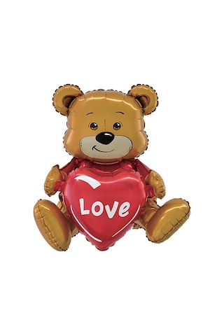 Folyo Balon Love Yazılı 3d Kalp Balonlu Sevimli Ayıcık 41 50 31 3 Parçalı Parti Süsü Folyo Balon Sevgililer Günü-evlenme Teklifi Çok Renkli