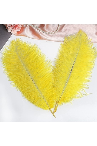 Kuzey Oyuncak 3 Adet Büyük Boy 35 Cm Sarı Deve Kuşu Tüyü Vıp Yellow Ostrıch Feather Büyük Dekor Sarı Kuş Tüyü 5+