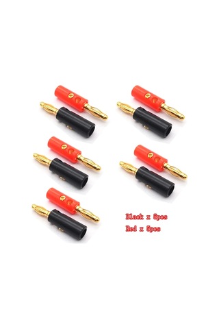 Ses Hoparlör Vidası Muz Altın Plaka Fişleri Konektörler 4mm Siyah Kırmızı Renk: 5 Siyah